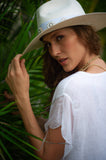 Sombrero Toquilla Flores Blanco